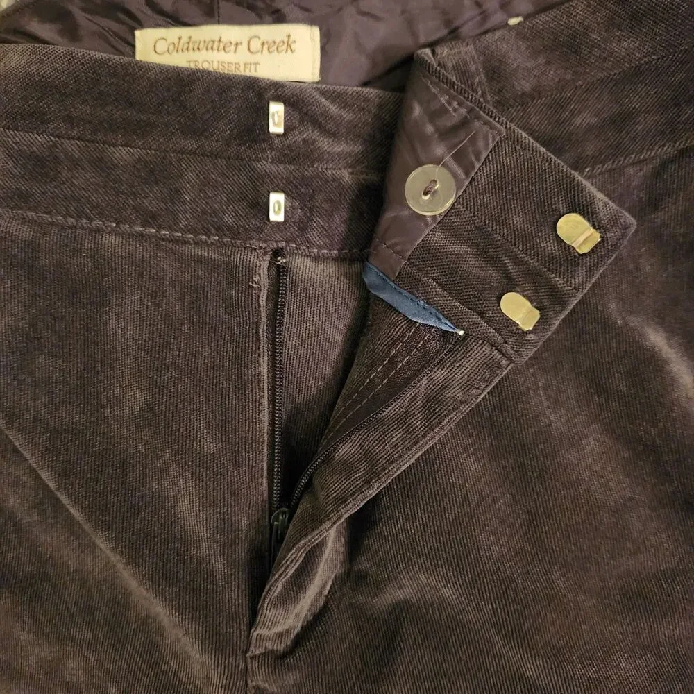 Coldwater Creek Women's Pants Size 12 Gray Trouser Fit Soft Light Corduroy EUC